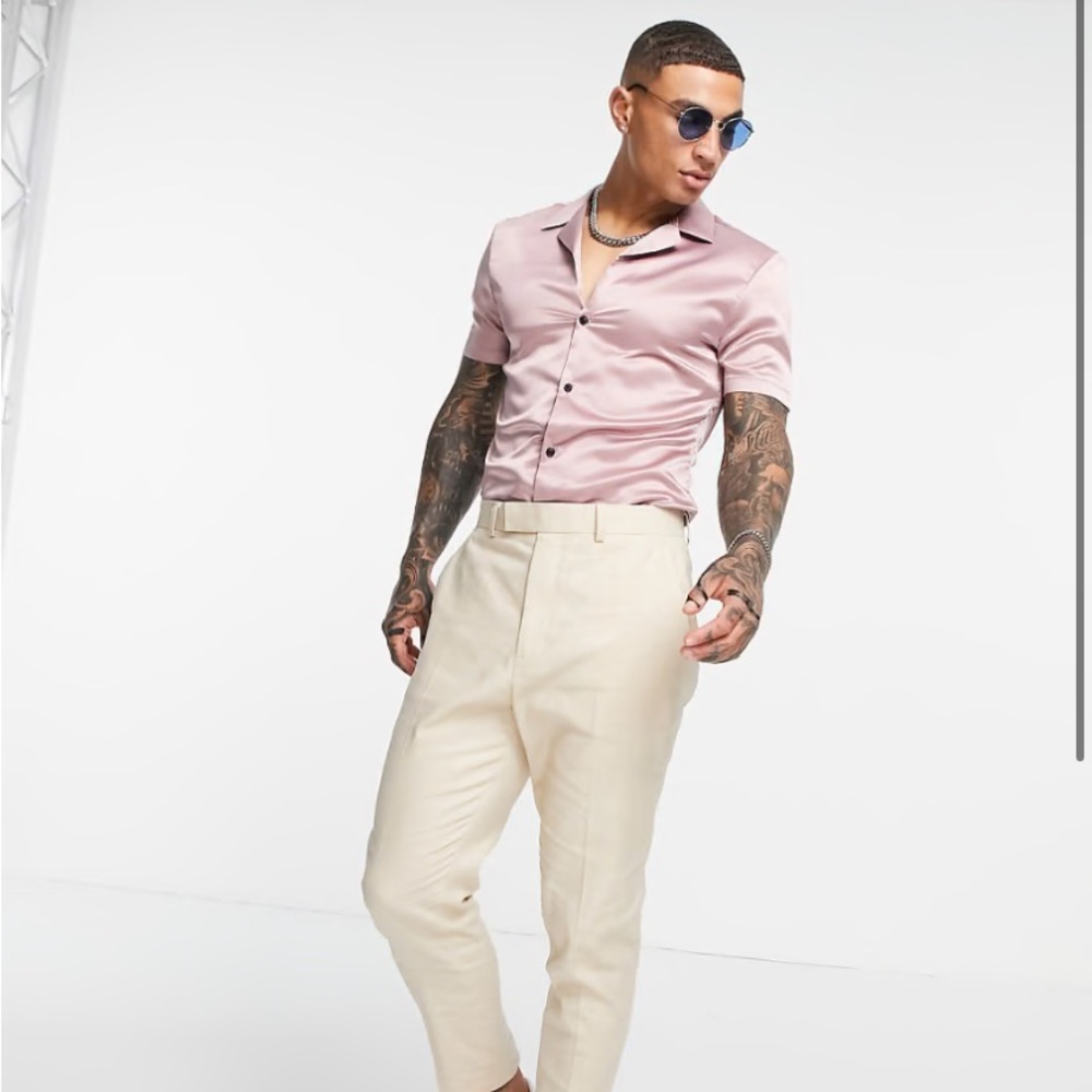 ASOS DESIGN skinny satin shirt